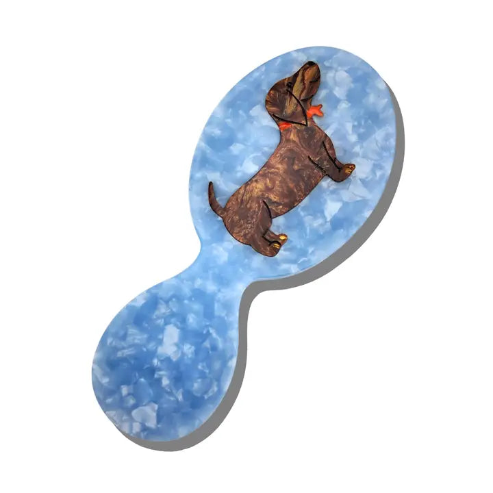 HAND- PAINTED DACHUND HANDBAG HERO BRUSH