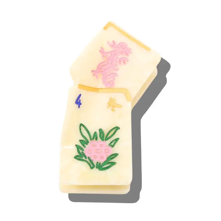 HAND-PAINTED MINI FLOWER MAHJONG CLAW HAIR CLIP