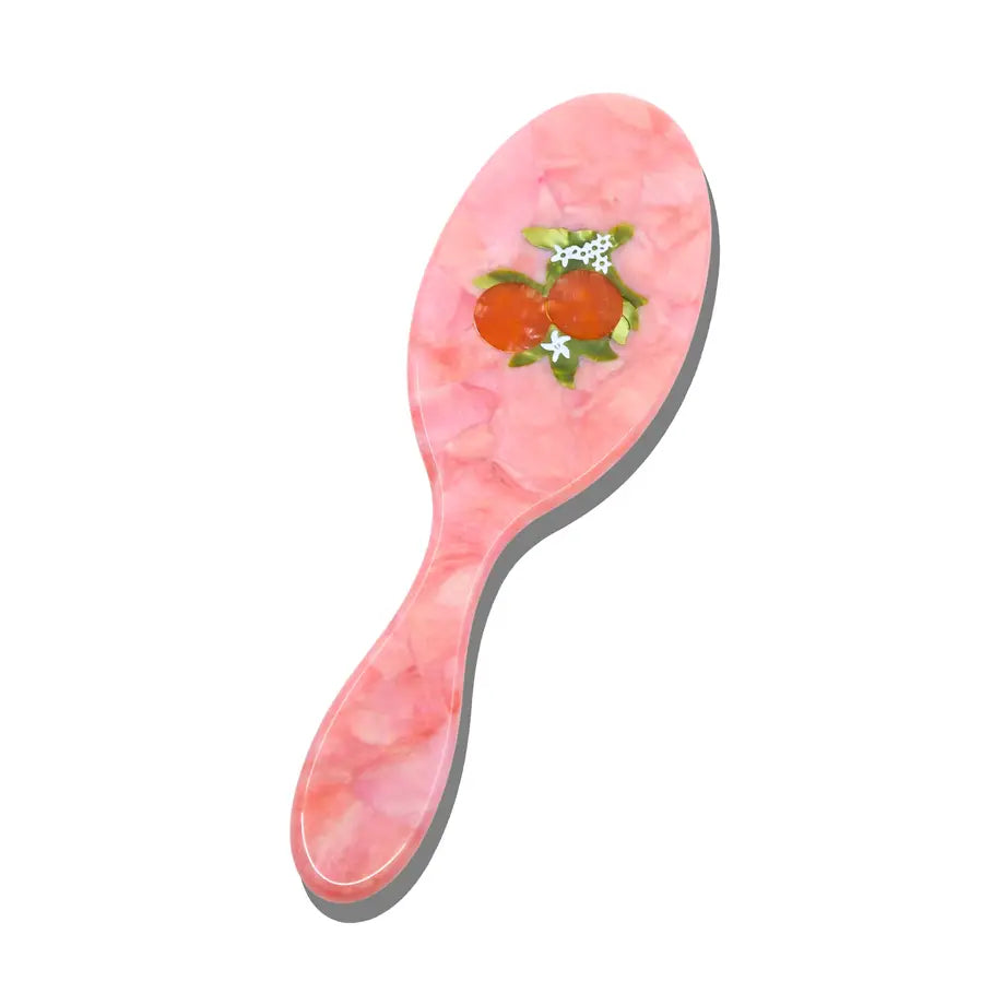 HAND PAINTED ORANGE BLOSSOM HAIR BRUSH