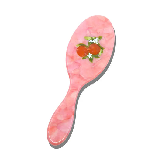 HAND PAINTED ORANGE BLOSSOM HAIR BRUSH