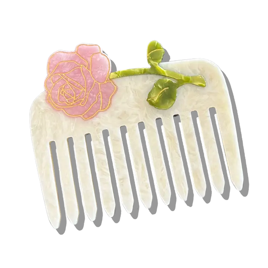 HAND-PAINTED SPRING ROSE POCKET HAIR COMB