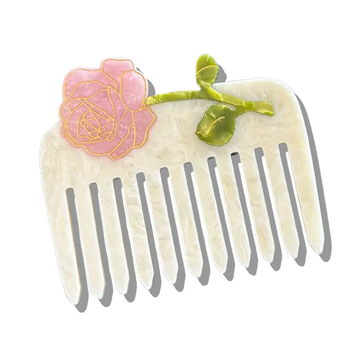 HAND-PAINTED SPRING ROSE POCKET HAIR COMB