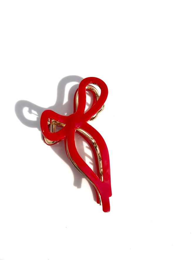 BALLET BOW HAIR CLIP- RED