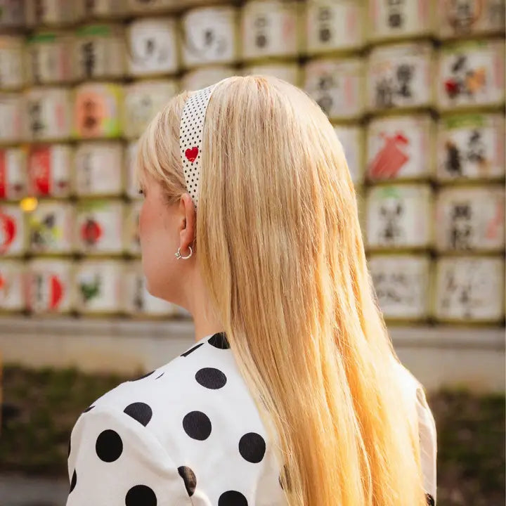 HAND PAINTED HEART HEADBAND- POLKA DOT