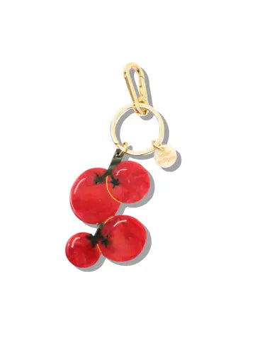 HAND PAINTED CHERRY TOMATOES BAG CHARM + KEYCHAIN