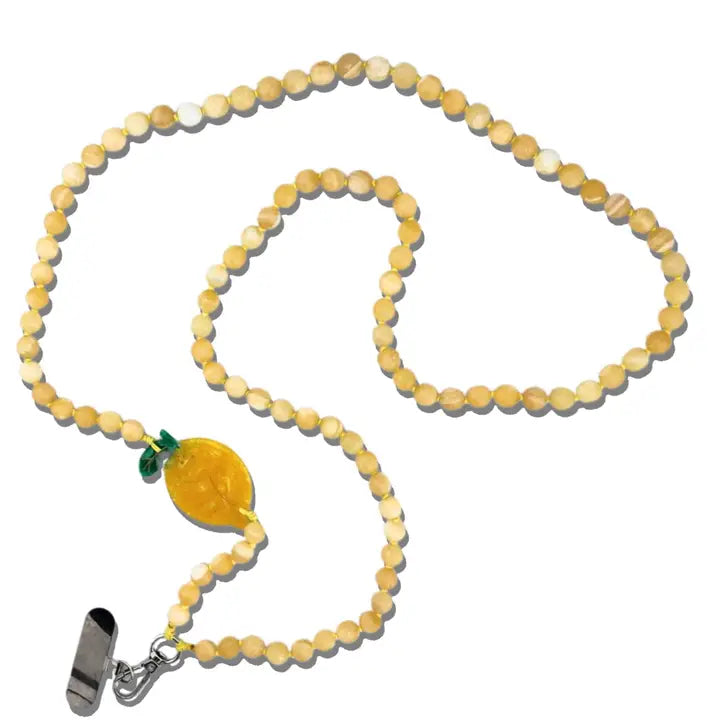 HAND PAINTED LEMON GEMSTONE CROSSBODY PHONE CHAIN