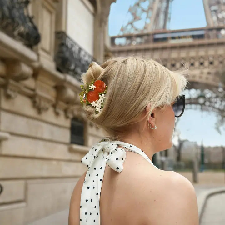HAND PAINTED ORANGE BLOSSOM HAIR CLIP