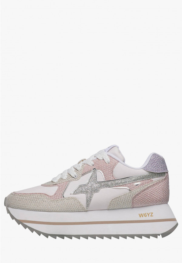 DEVA W. GLITTER MESH EFFECT NYLON SNEAKER - CIPRIA/MILK/LILAC