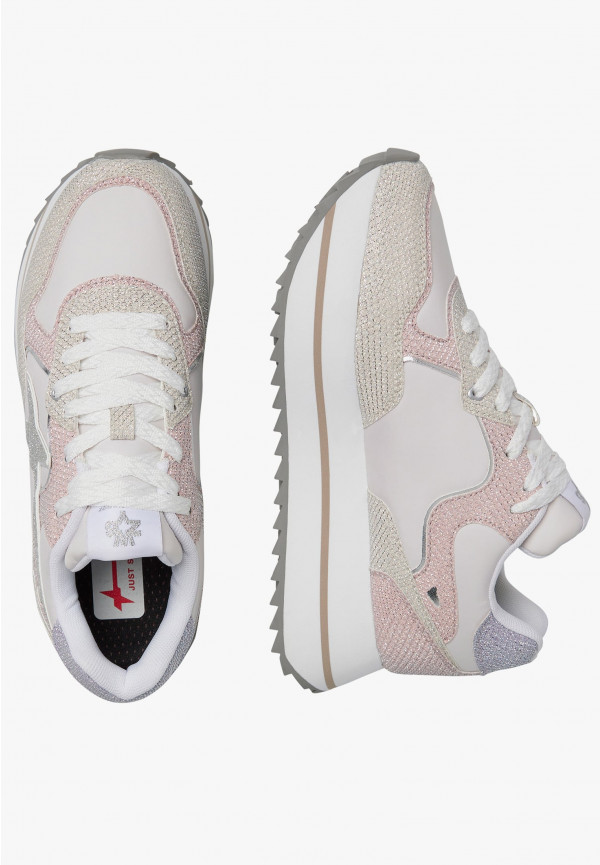 DEVA W. GLITTER MESH EFFECT NYLON SNEAKER - CIPRIA/MILK/LILAC