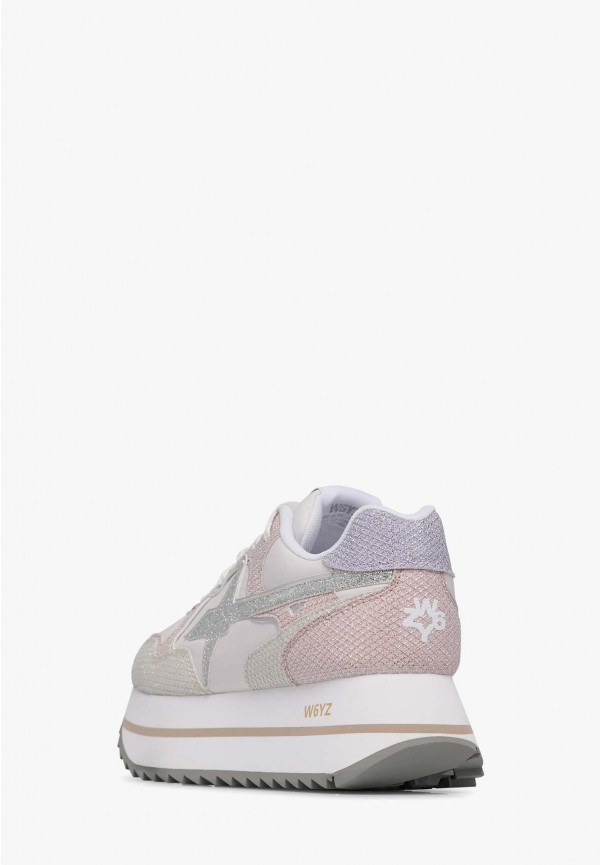 DEVA W. GLITTER MESH EFFECT NYLON SNEAKER - CIPRIA/MILK/LILAC