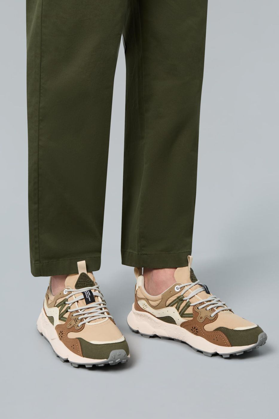 YAMANO 3 MAN KAISO ECO SUEDE NYLON SNEAKER - SAND/GREY
