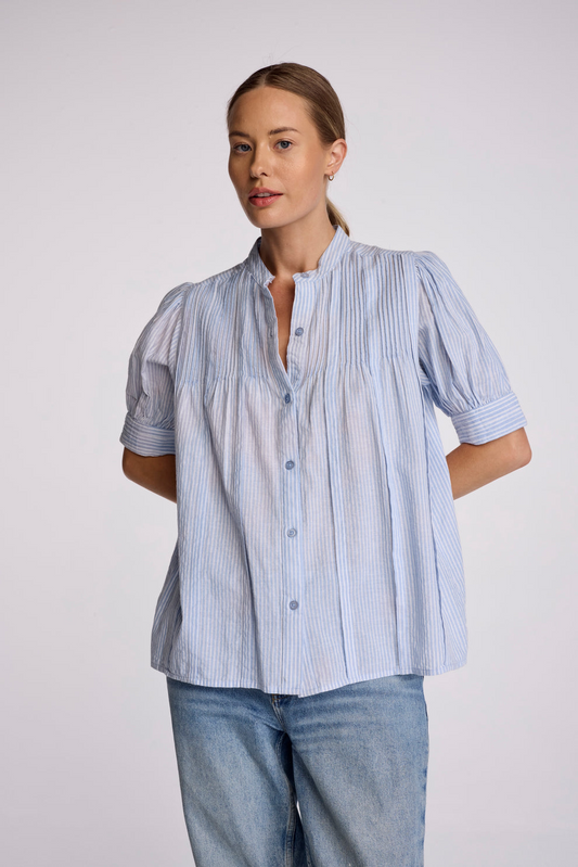 FEY PIN TUCK SHIRT - SHADOW STRIPE