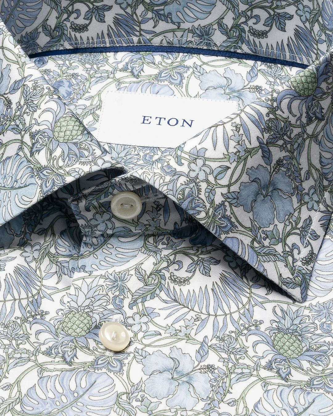 GREEN BLUE AND WHITE FLORAL SIGNATURE TWILL SHIRT