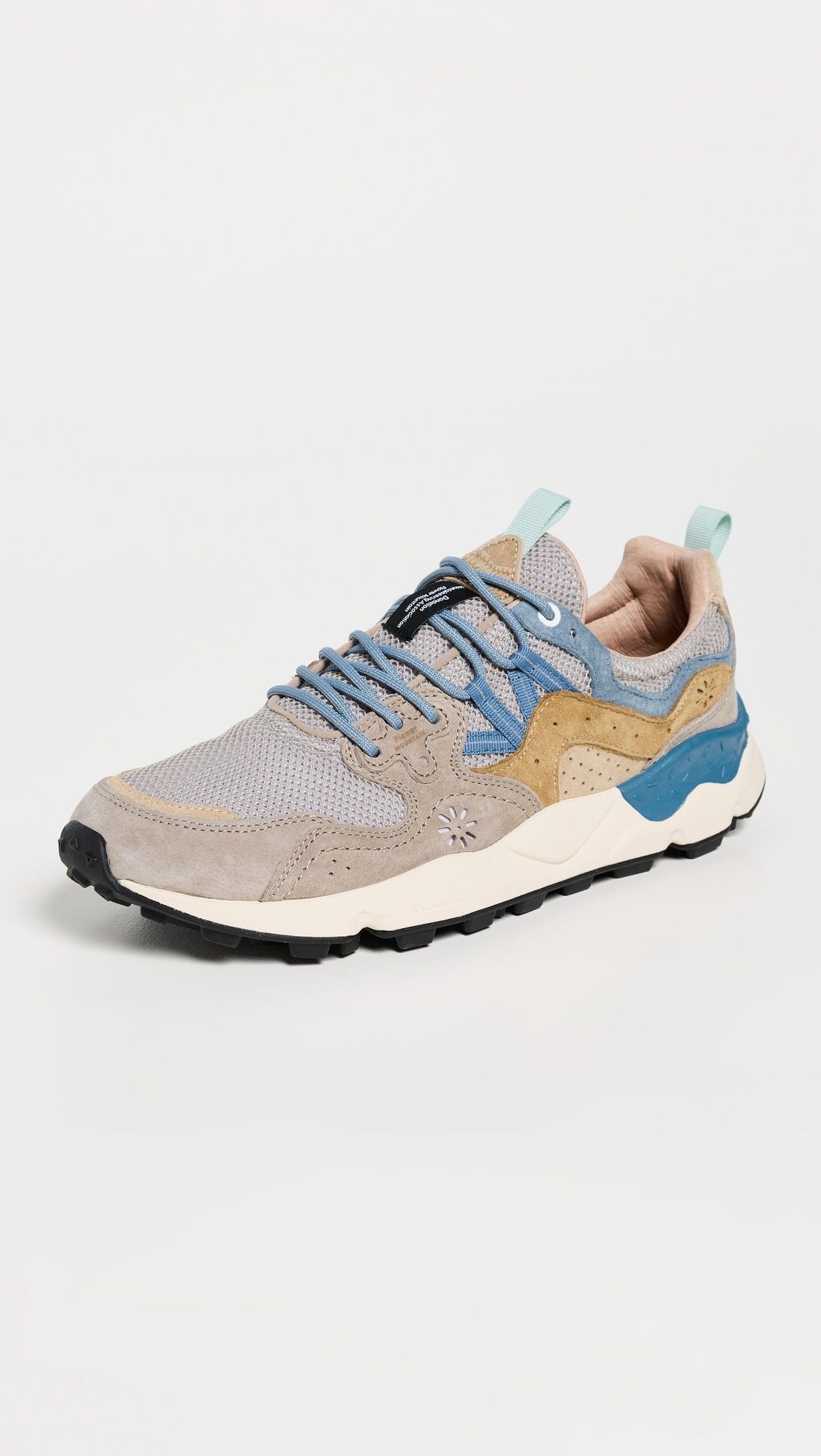YAMANO 3 MAN SUEDE RETE SNEAKER - STONE/GREY
