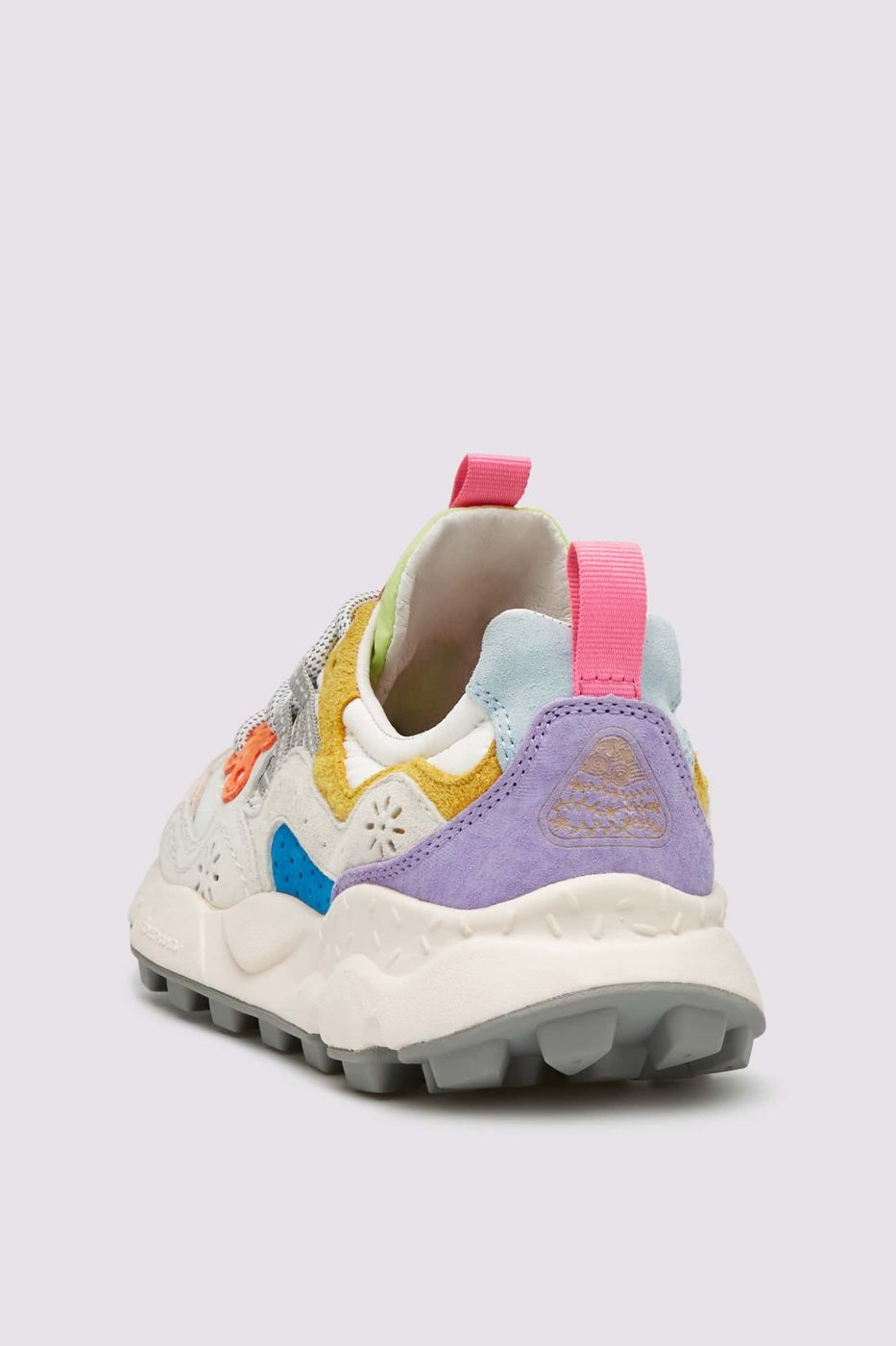 YAMANO 3 WOMAN SUEDE NYLON SNEAKER - WHITE/PINK