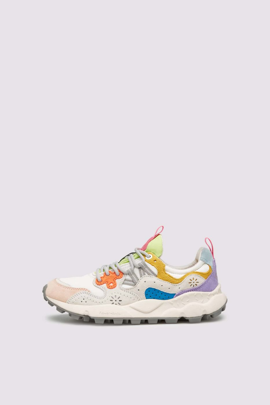 YAMANO 3 WOMAN SUEDE NYLON SNEAKER - WHITE/PINK