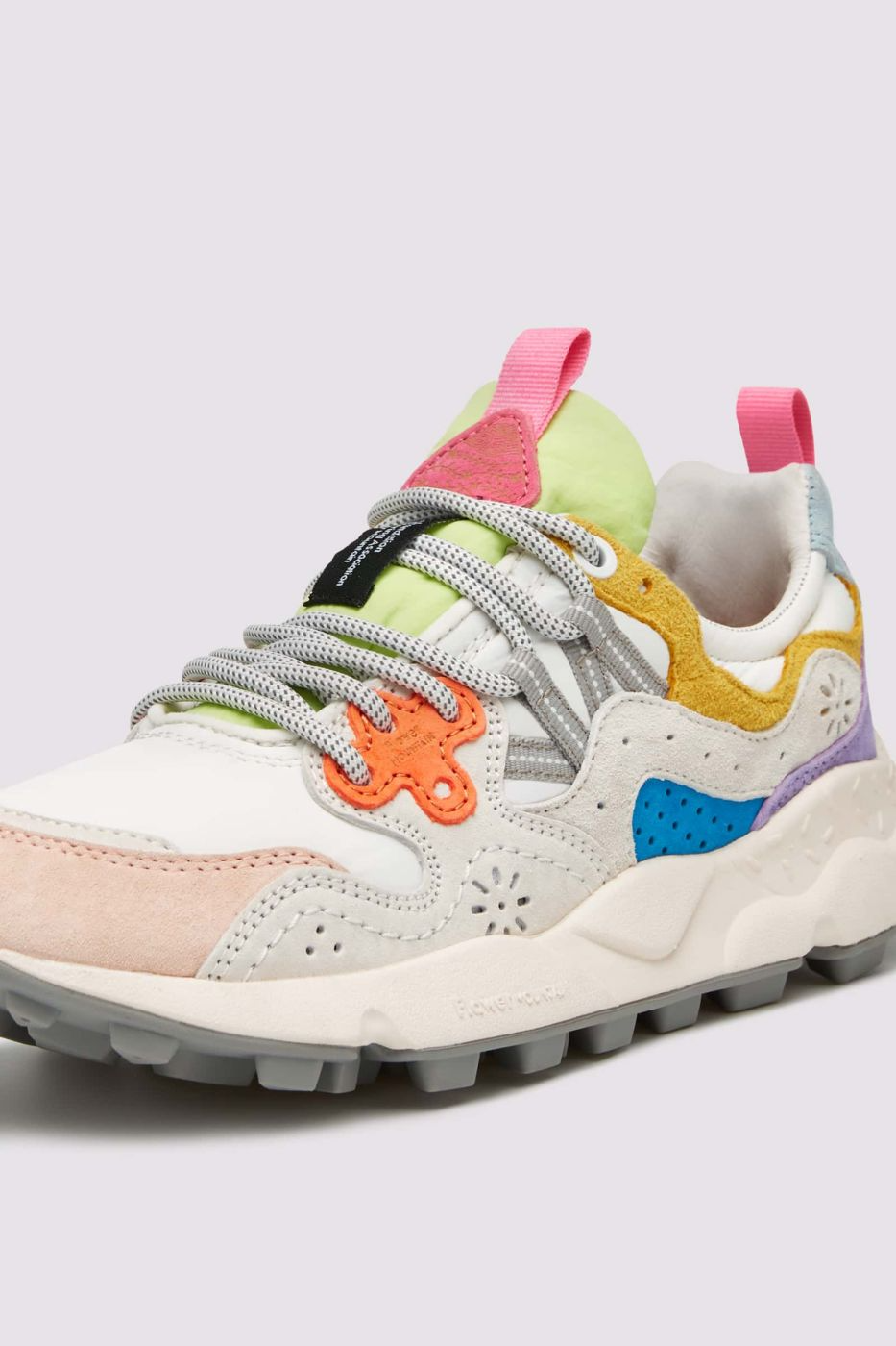 YAMANO 3 WOMAN SUEDE NYLON SNEAKER - WHITE/PINK