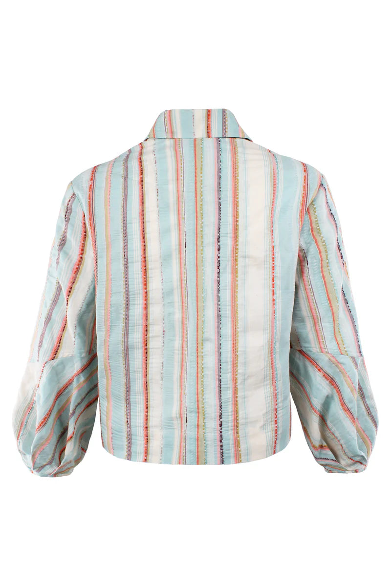 EMMY HARBOUR ISLE SHIRT- MINT/CORAL