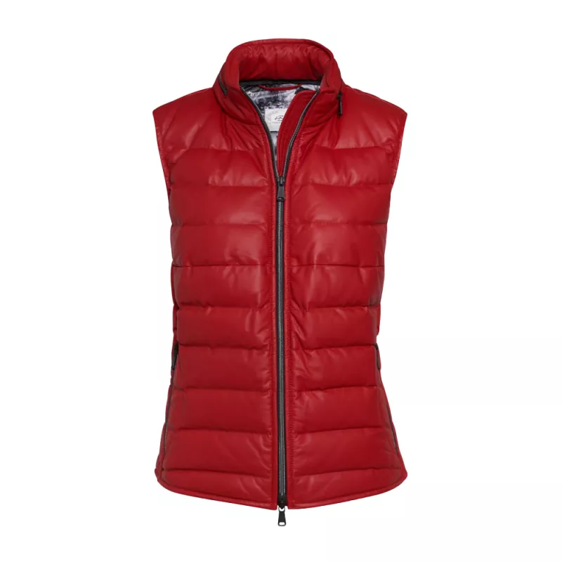 SPA LEATHER DOWN VEST - RED