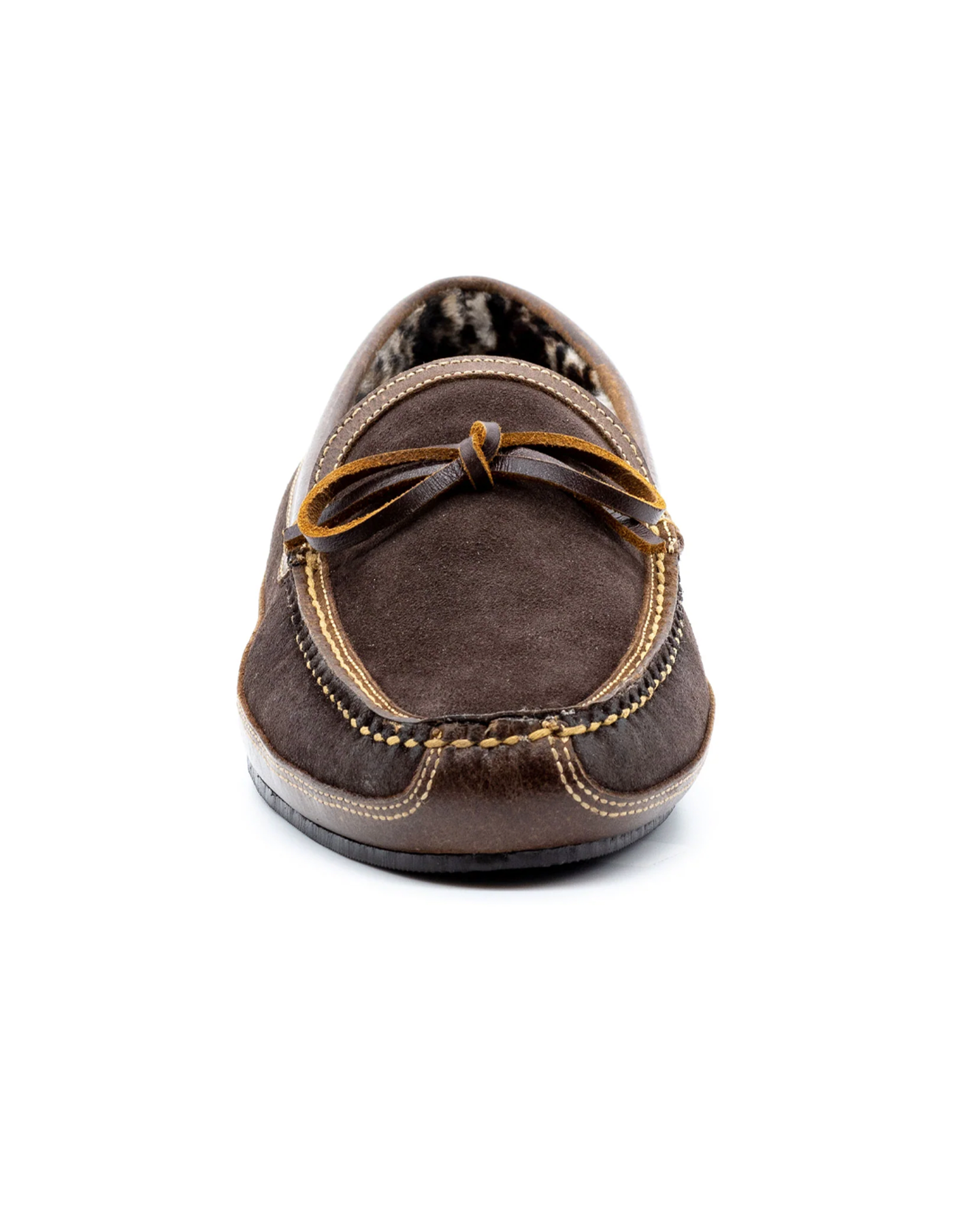 COZY COUNTRY BOW TIE SUEDE AND LEATHER SLIPPER - WALNUT