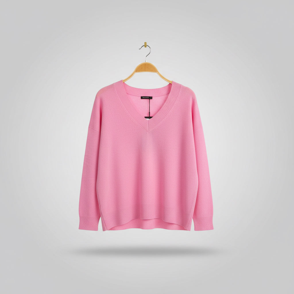 PIXIE PEACE MOTIF CASHMERE SWEATER - PINK