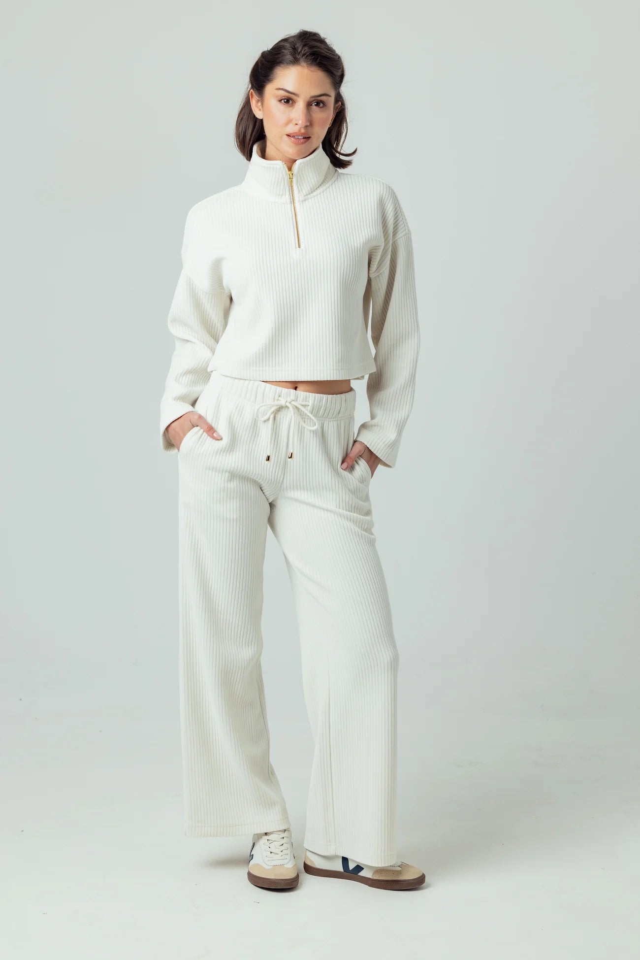 EDIE PLUSH RIB PANT - COCONUT MILK