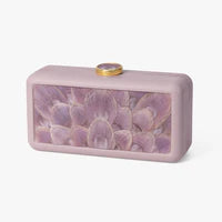 LE MARAIS PEACOCK FEATHER LEATHER CLUTCH - PINK