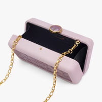 LE MARAIS PEACOCK FEATHER LEATHER CLUTCH - PINK