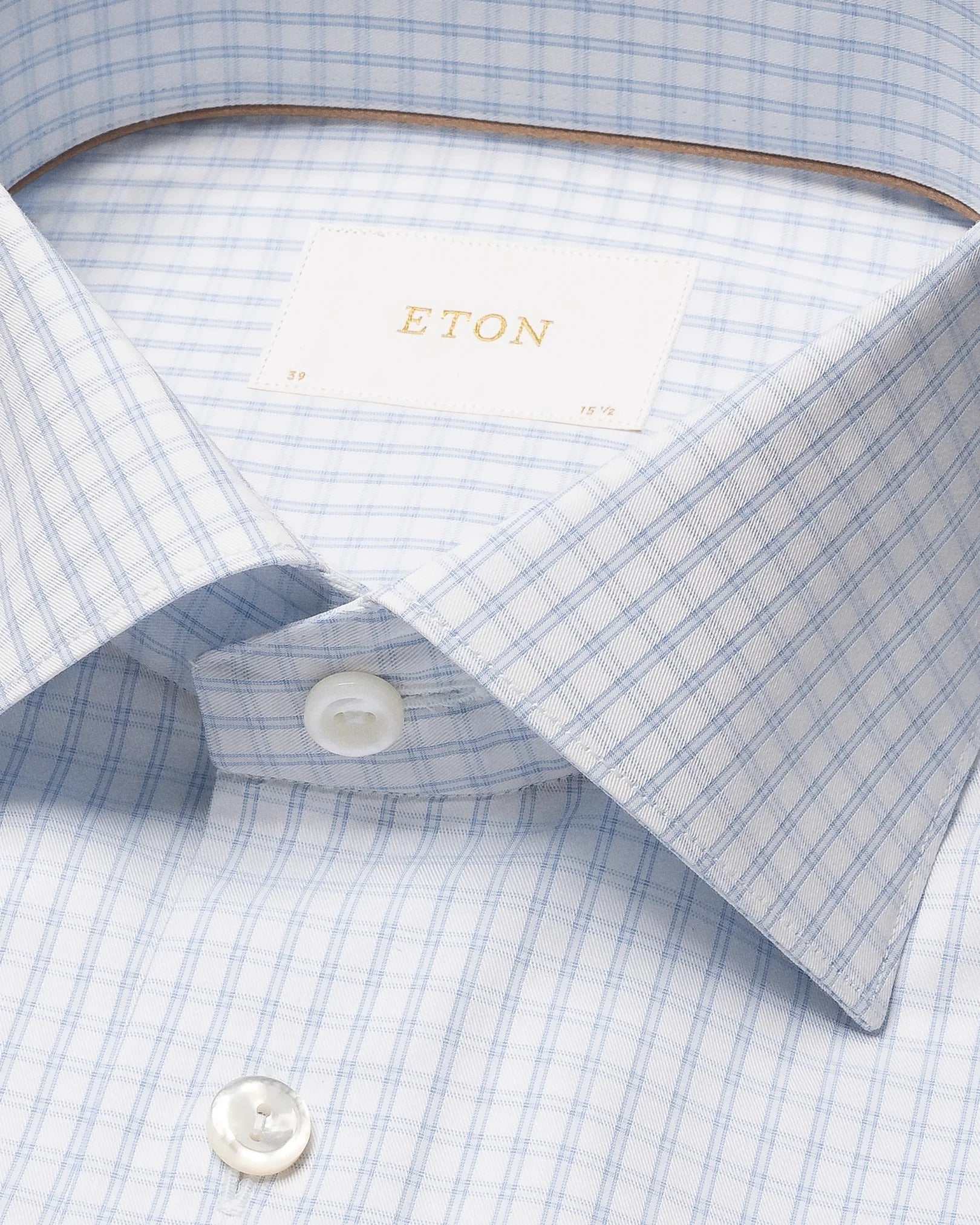 LIGHT BLUE CHECK ON WHITE ELEVATED PIQUE SHIRT