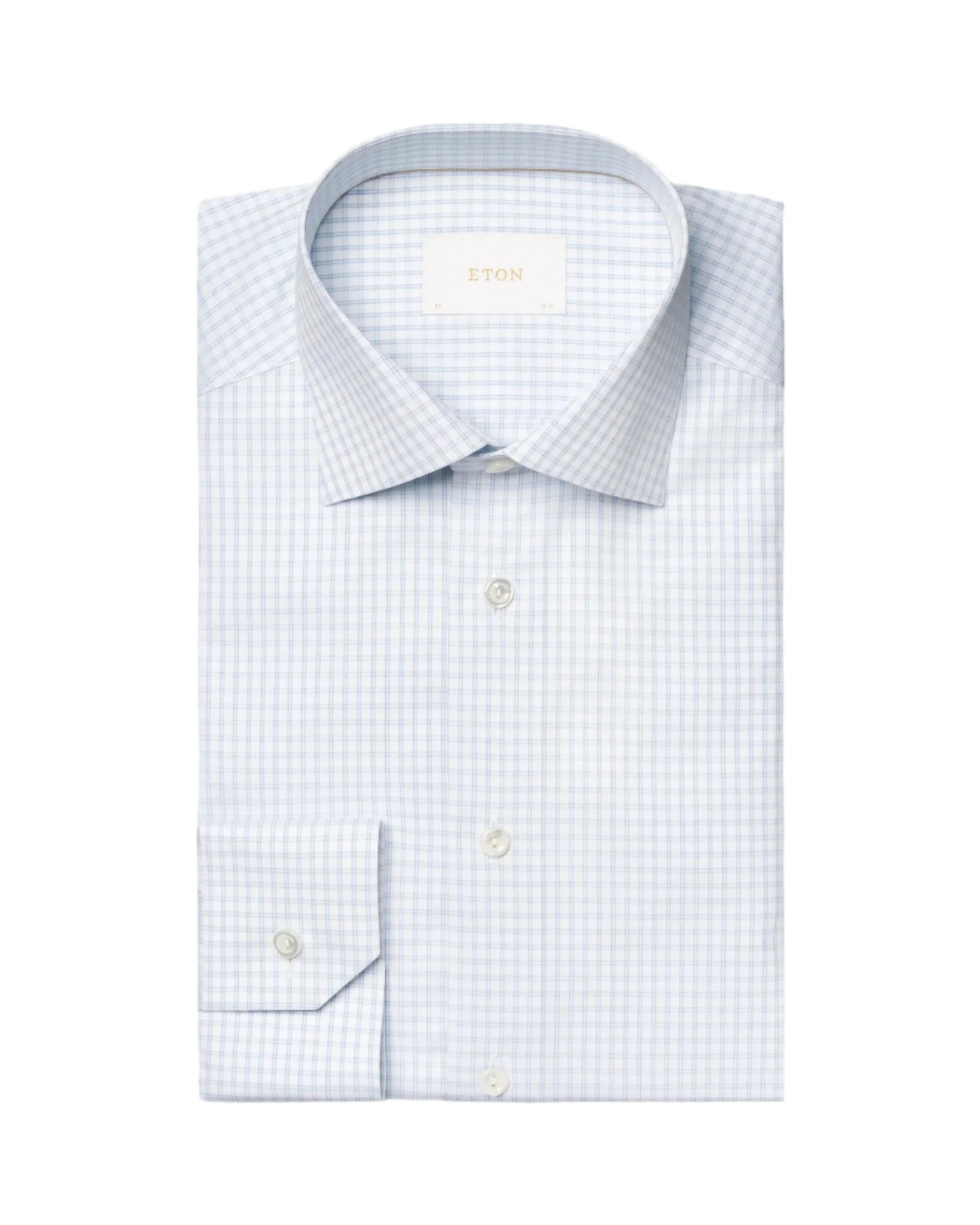 LIGHT BLUE CHECK ON WHITE ELEVATED PIQUE SHIRT