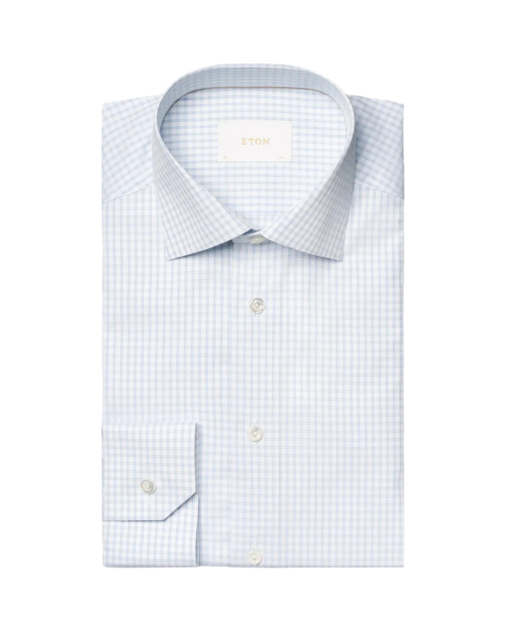 LIGHT BLUE CHECK ON WHITE ELEVATED PIQUE SHIRT