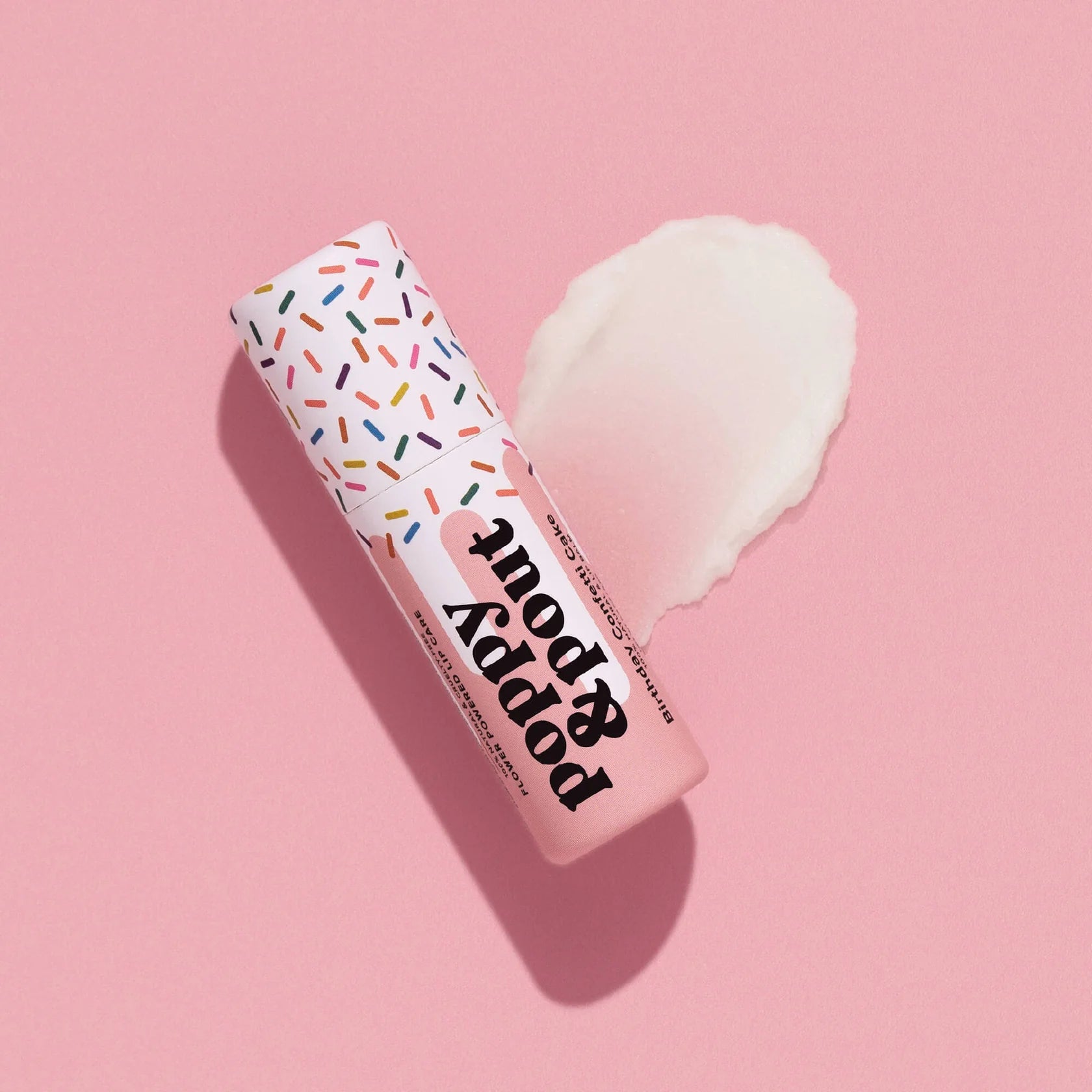 POPPY & POUT LIP BALM- PINK BIRTHDAY CONFETTI
