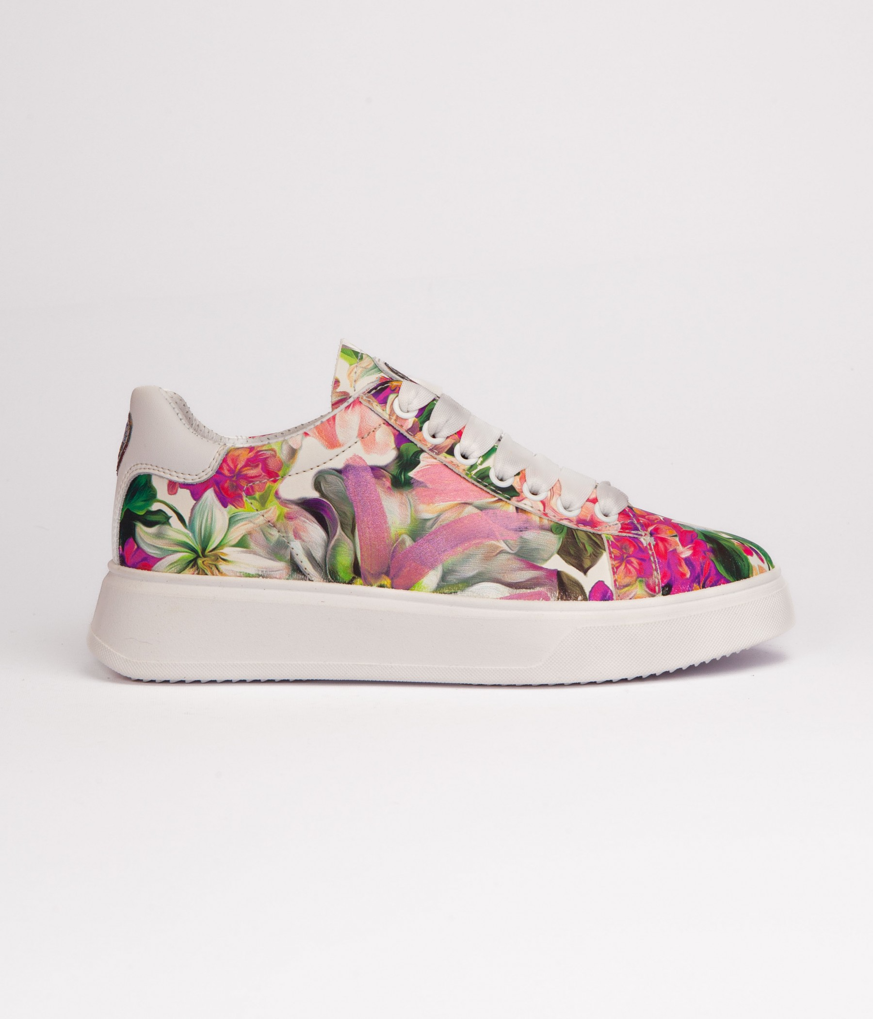MIA FLORAL PRINT LEATHER SNEAKER FUCHSIA