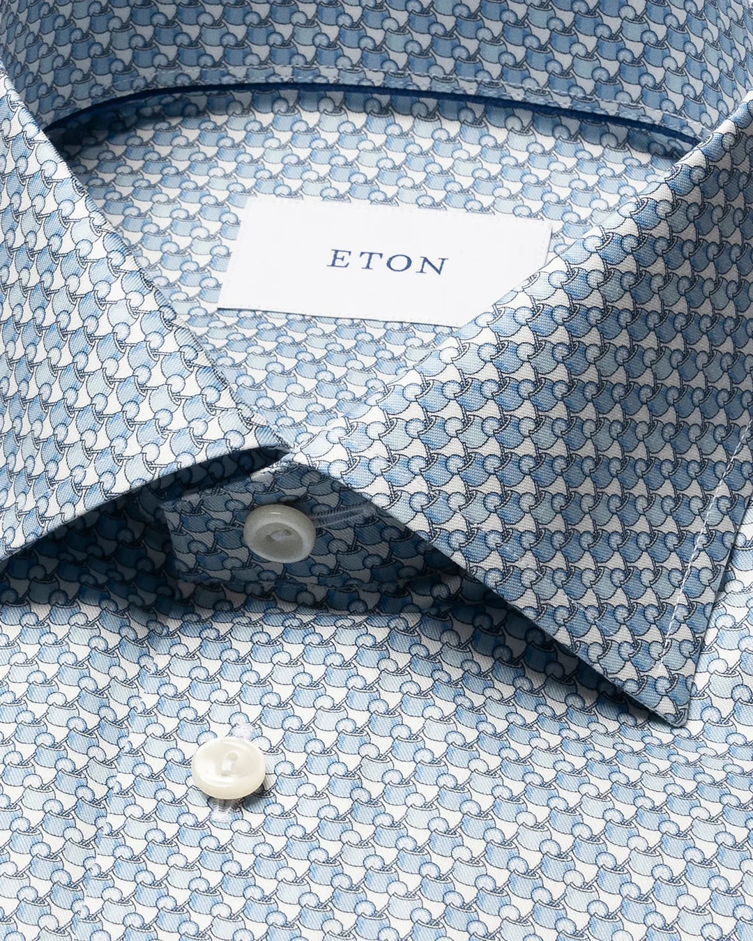 LIGHT BLUE COCKTAIL PRINT SIGNATURE TWIL SHIRT