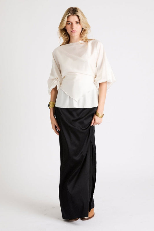 NAOMI SILK SKIRT - BLACK