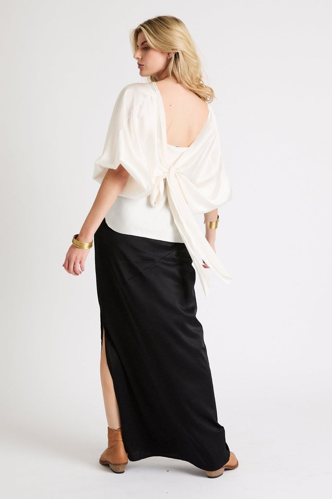 NAOMI SILK SKIRT - BLACK