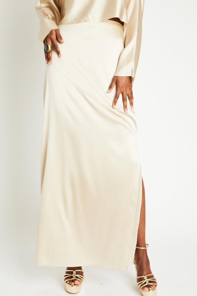NAOMI SILK SKIRT - LATTE