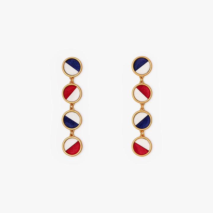 NEW ENGLAND FEATHER MULTI-BEZEL DROP EARRINGS