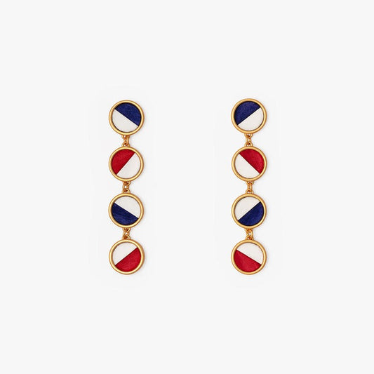 NEW ENGLAND FEATHER MULTI-BEZEL DROP EARRINGS