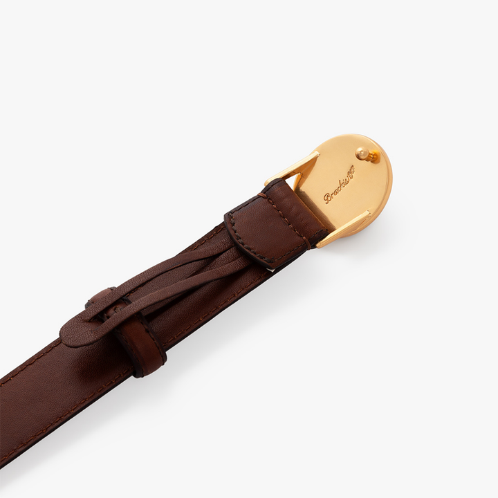 NOCTURNAL NATTY FEATHER BUCKLE LEATHER BELT - BROWN QUAIL