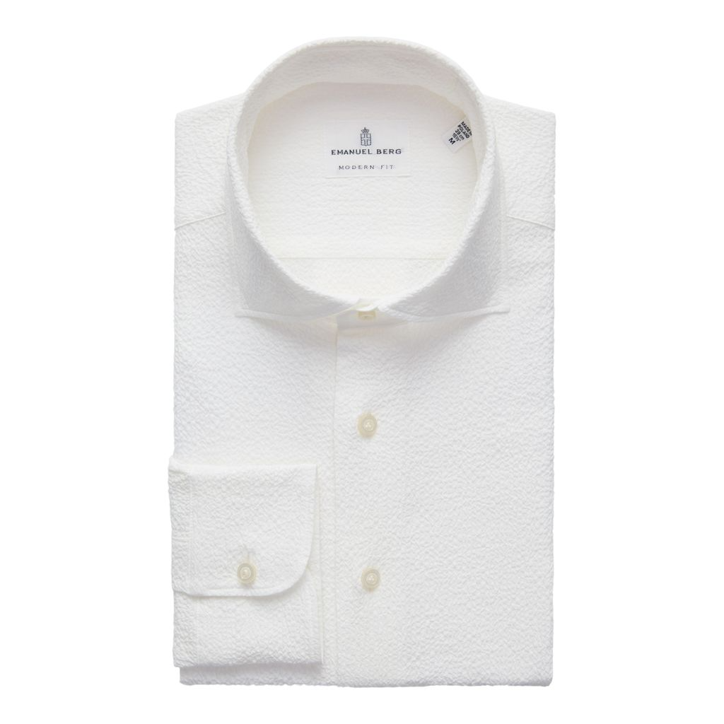 BYRON TEXTURED CRINKLE SHIRT - WHITE