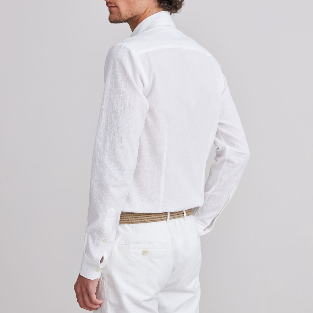 BYRON TEXTURED CRINKLE SHIRT - WHITE