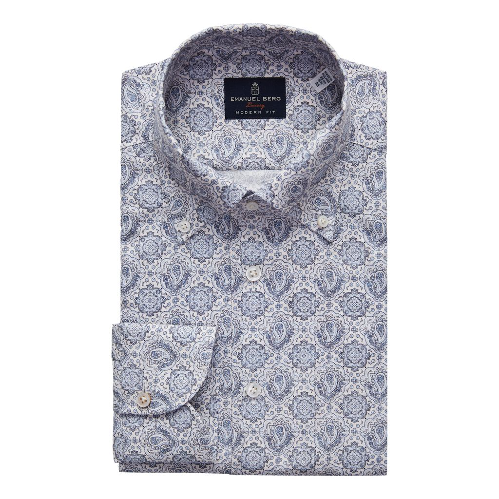 BELLAGIO MANDALA PAISLEY PRINT SHIRT - BRIGHT BLUE