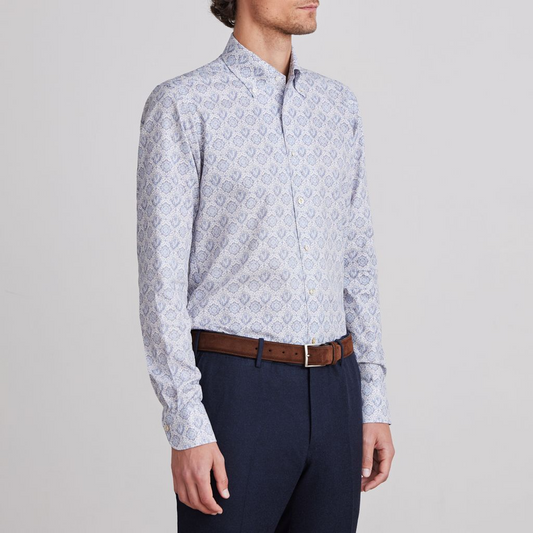 BELLAGIO MANDALA PAISLEY PRINT SHIRT - BRIGHT BLUE