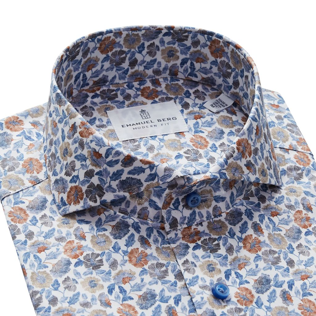MARSEILLE FLORAL PRINT SHORT SLEEVE SHIRT - BLUE