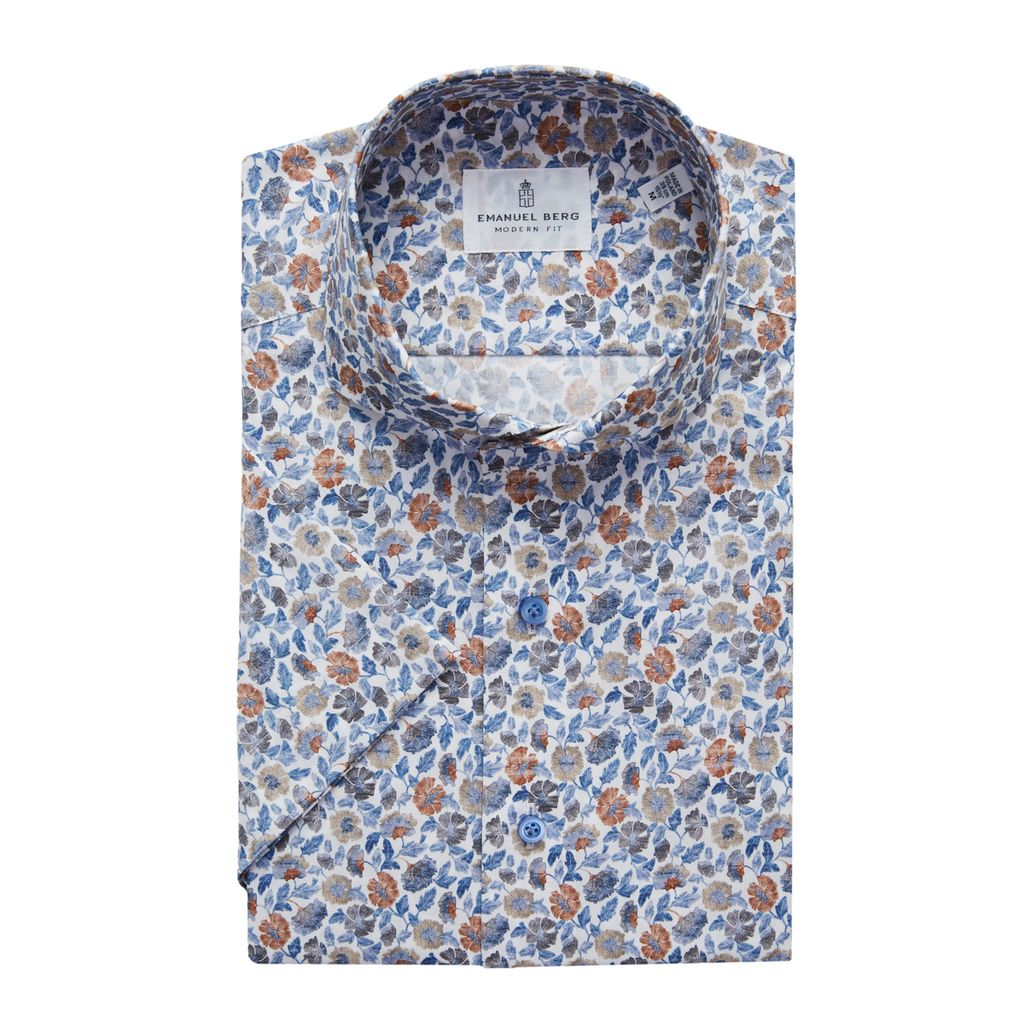 MARSEILLE FLORAL PRINT SHORT SLEEVE SHIRT - BLUE