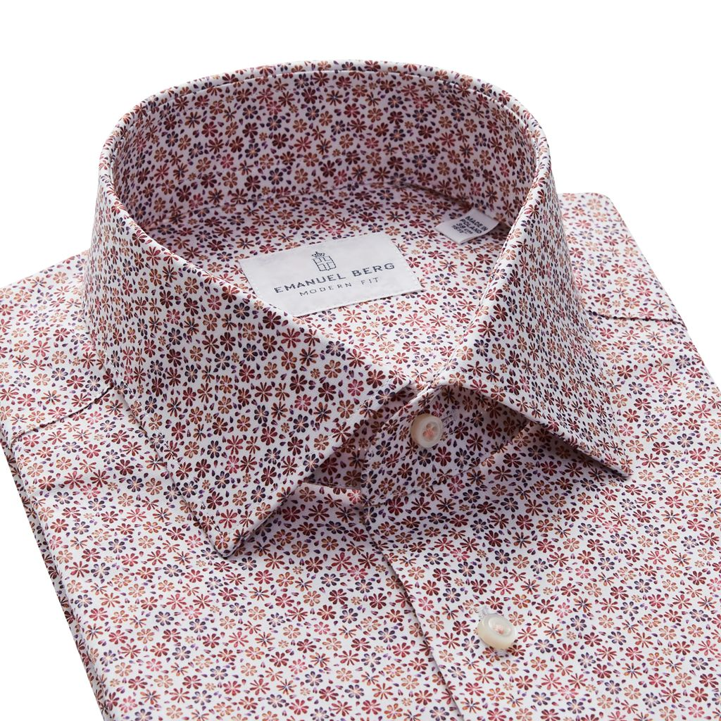 MR CROWN FLORAL PRINT ON WHITE SHIRT - RED