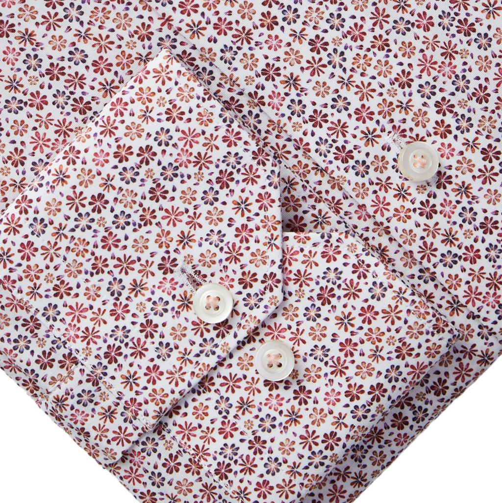 MR CROWN FLORAL PRINT ON WHITE SHIRT - RED