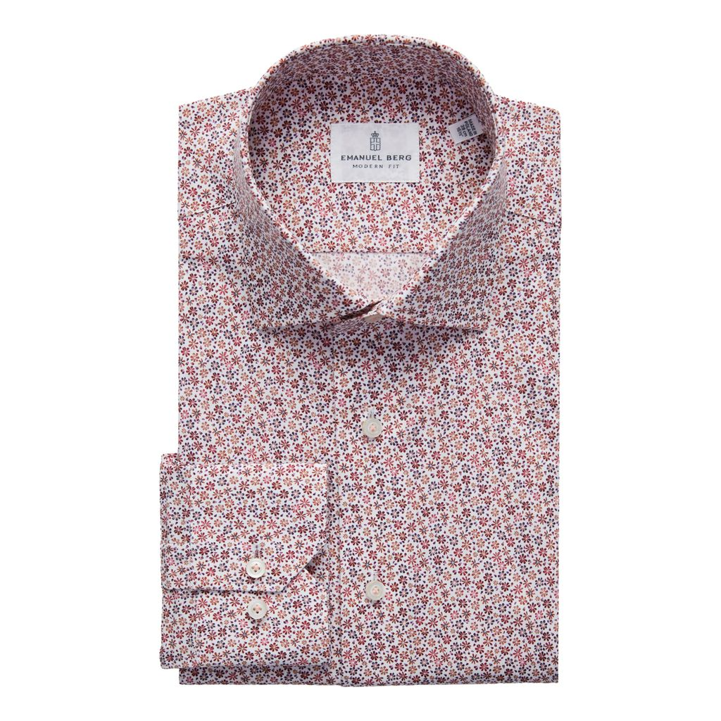 MR CROWN FLORAL PRINT ON WHITE SHIRT - RED