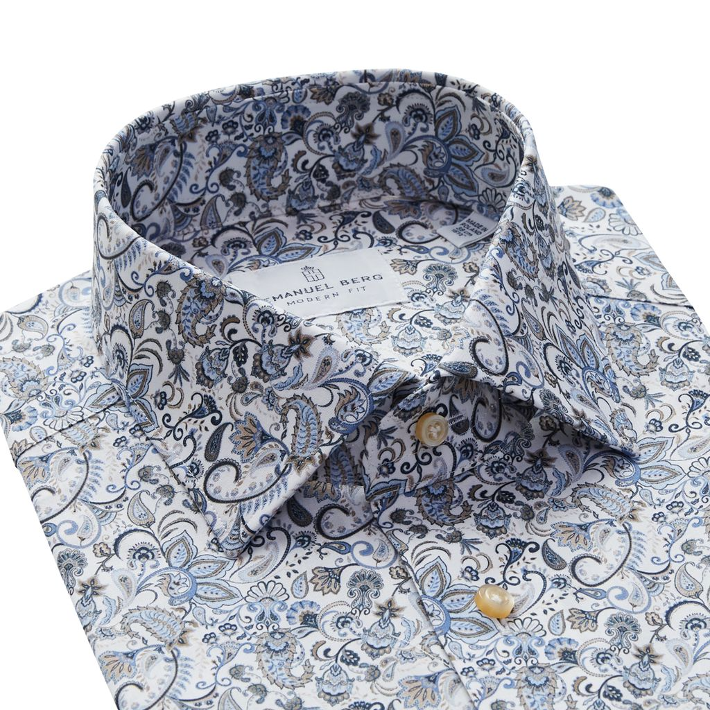 MR CROWN PAISLEY PRINT ON WHITE SHIRT - BROWN